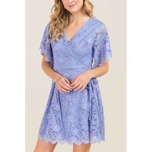 Francesca’s Periwinkle Lace Wrap Dress Size M
